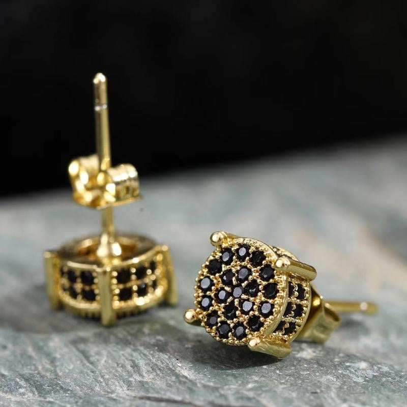 Retro Round Crystal Stud Earrings
