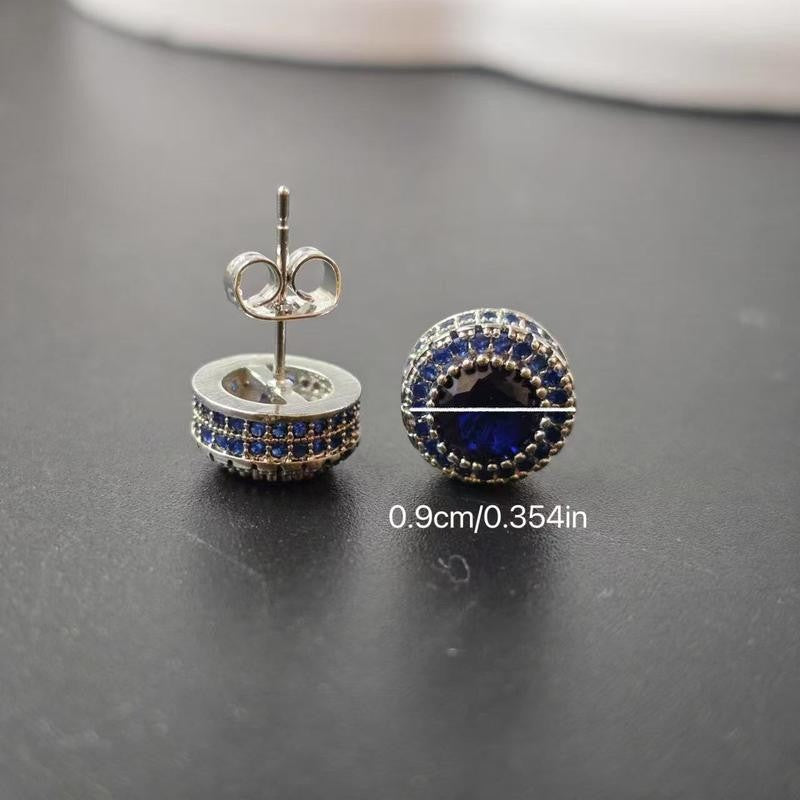 Retro Round Crystal Stud Earrings