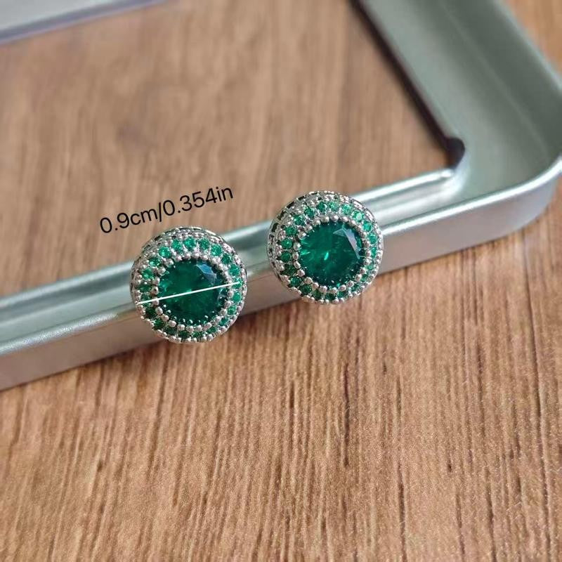 Retro Round Crystal Stud Earrings