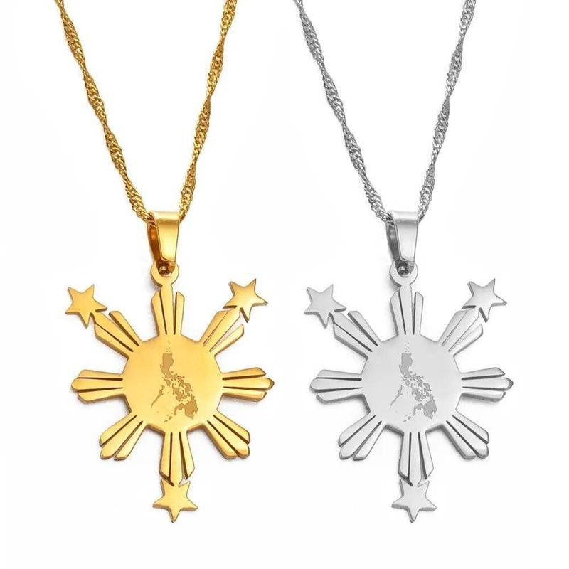 Philippines Map Sun Pendant Necklace