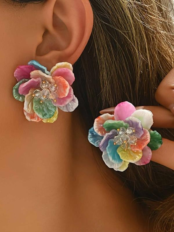 Multicolor Flower Stud Earrings