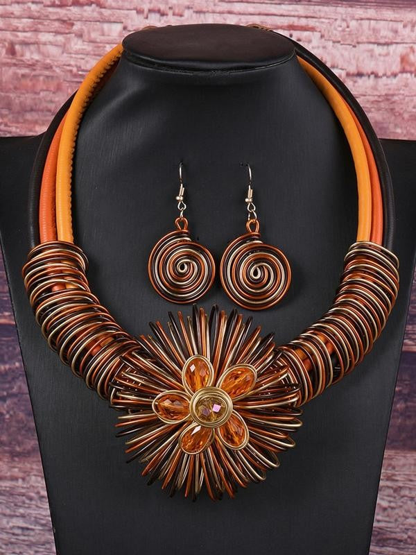 Spiral Flower Collar Necklace Set