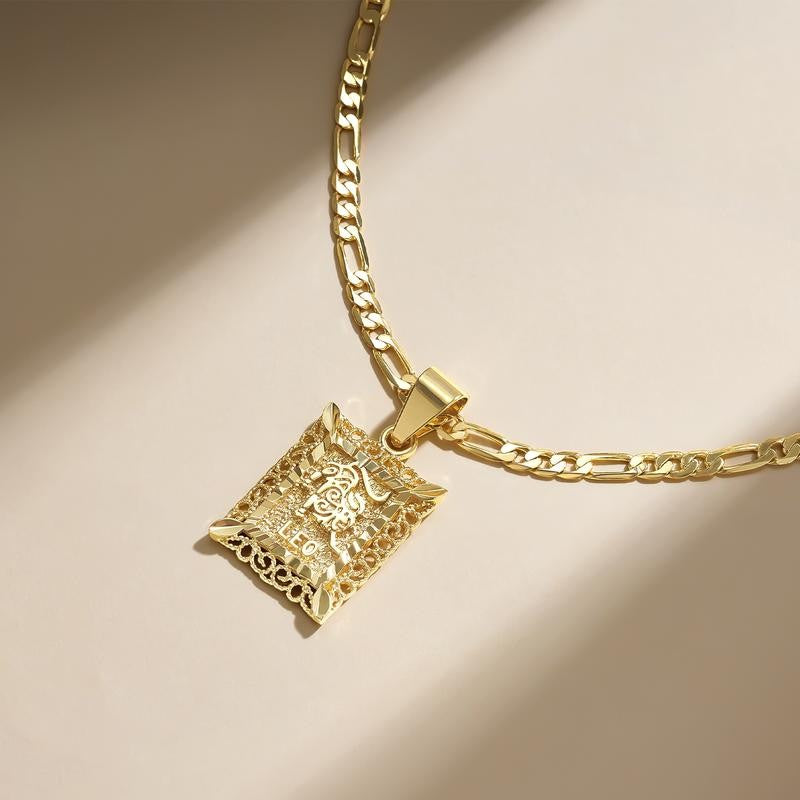 14k Square Zodiac Pendant Necklace