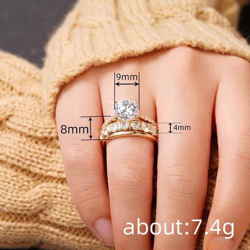 18k Oval Halo Stackable Ring Set
