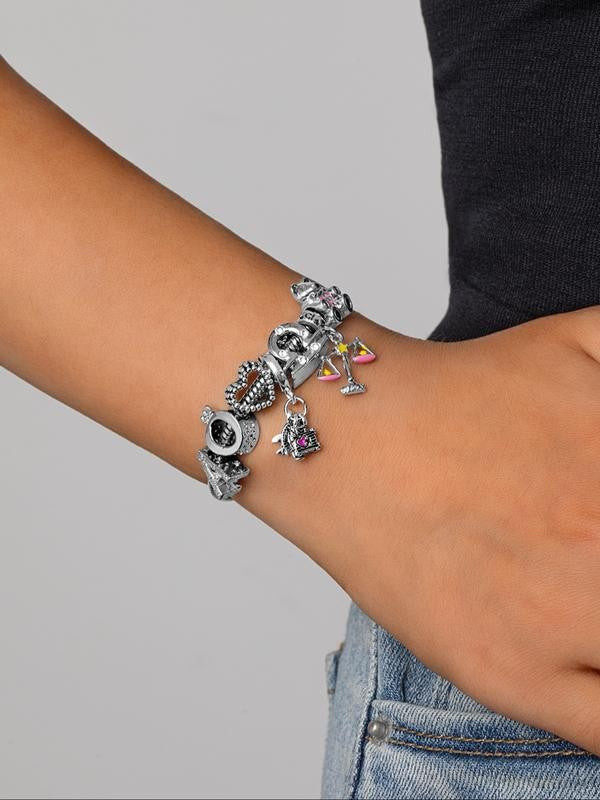 Alloy Letter Heart Bear Charm Necklace