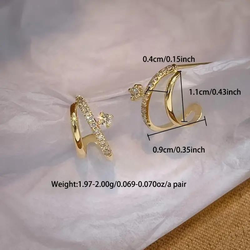 14k Asymmetric Zircon Huggie Earrings