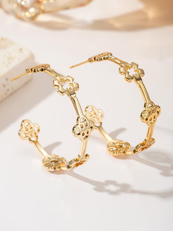 Gold Cross Detail Hoop Earrings