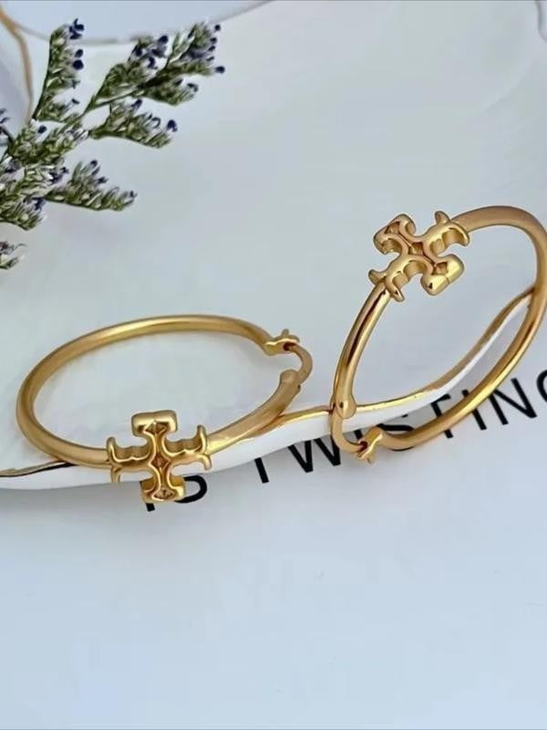 Gold Cross Detail Hoop Earrings