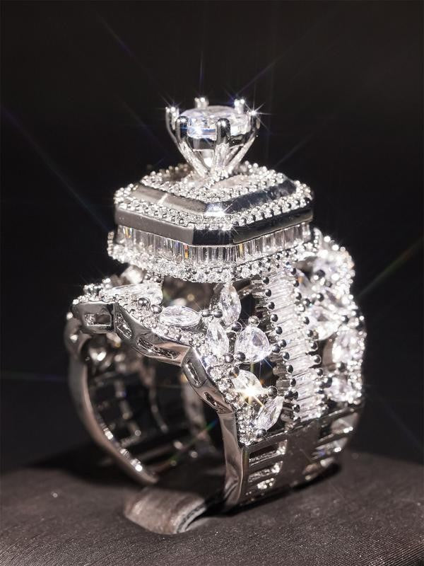 Multi-Layer Geometric Stone Ring