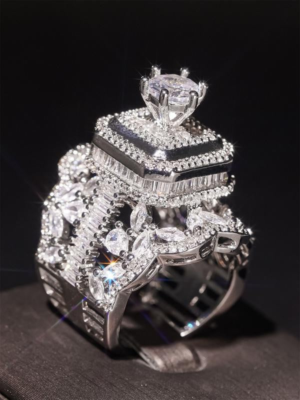 Multi-Layer Geometric Stone Ring