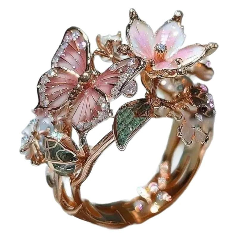Adjustable Butterfly Flower Open Ring