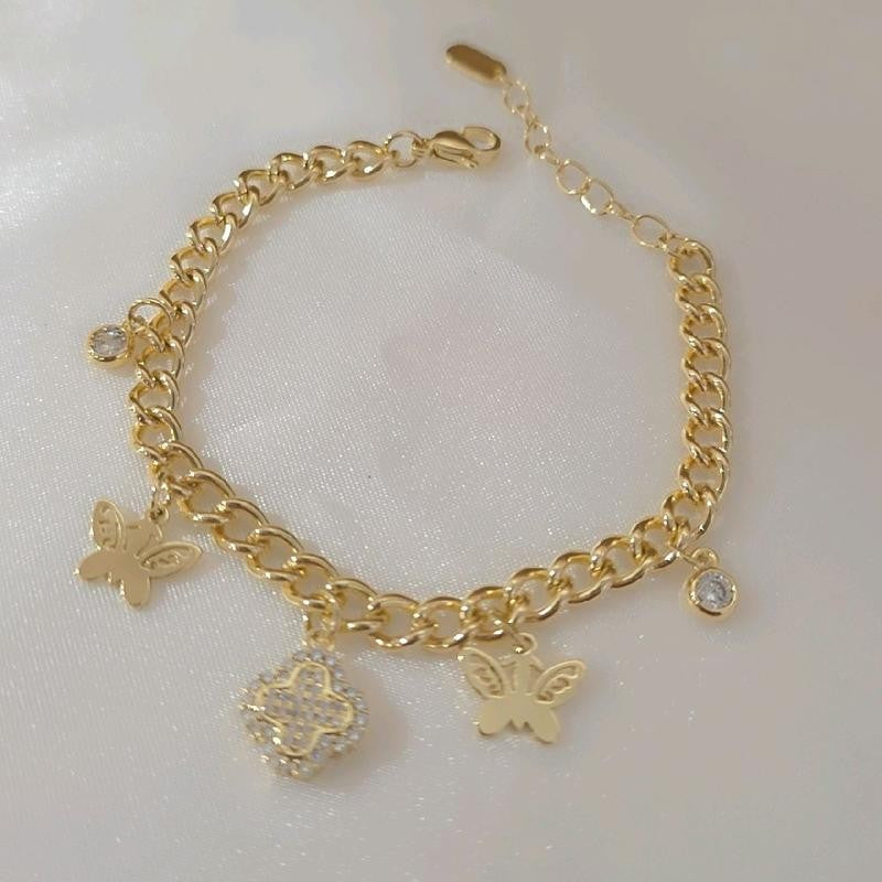14k Multi Heart Charm Bracelet