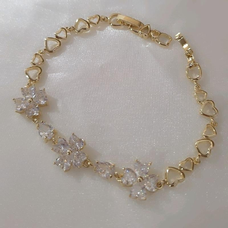 14k Multi Heart Charm Bracelet