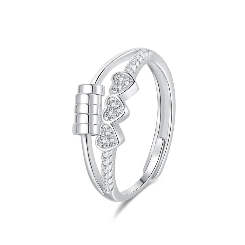 Triple Heart Rhinestone Ring