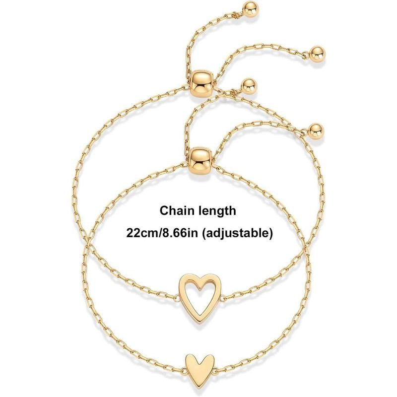 Adjustable Matching Heart Bracelet Set