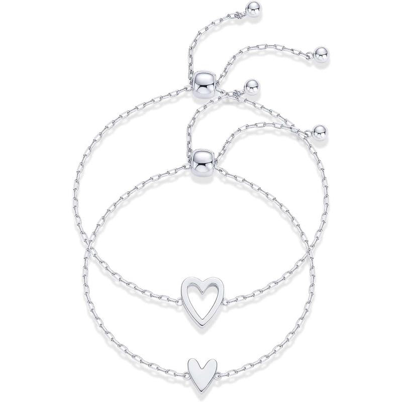 Adjustable Matching Heart Bracelet Set
