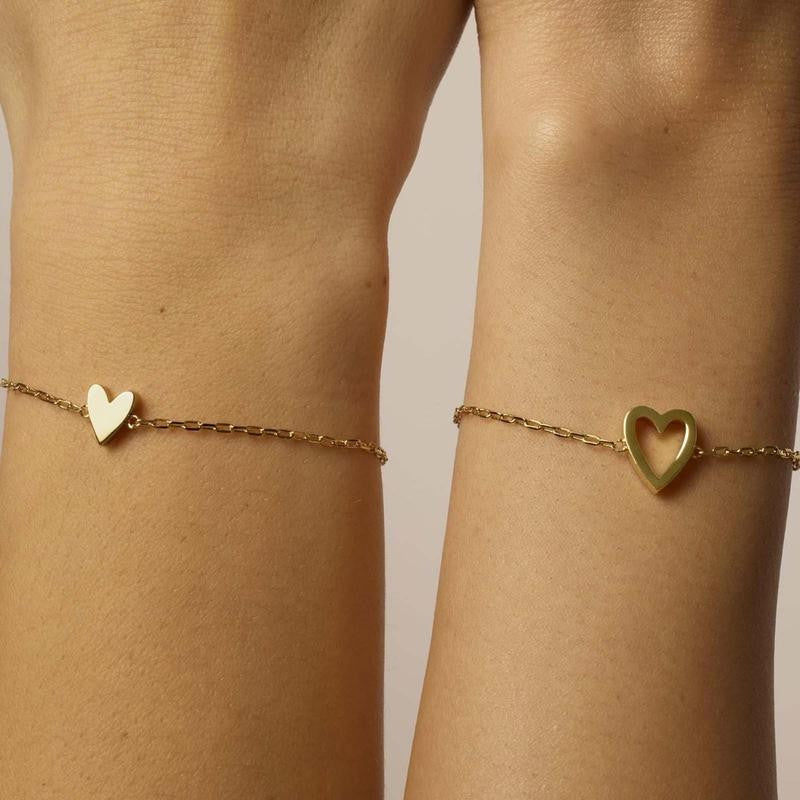 Adjustable Matching Heart Bracelet Set