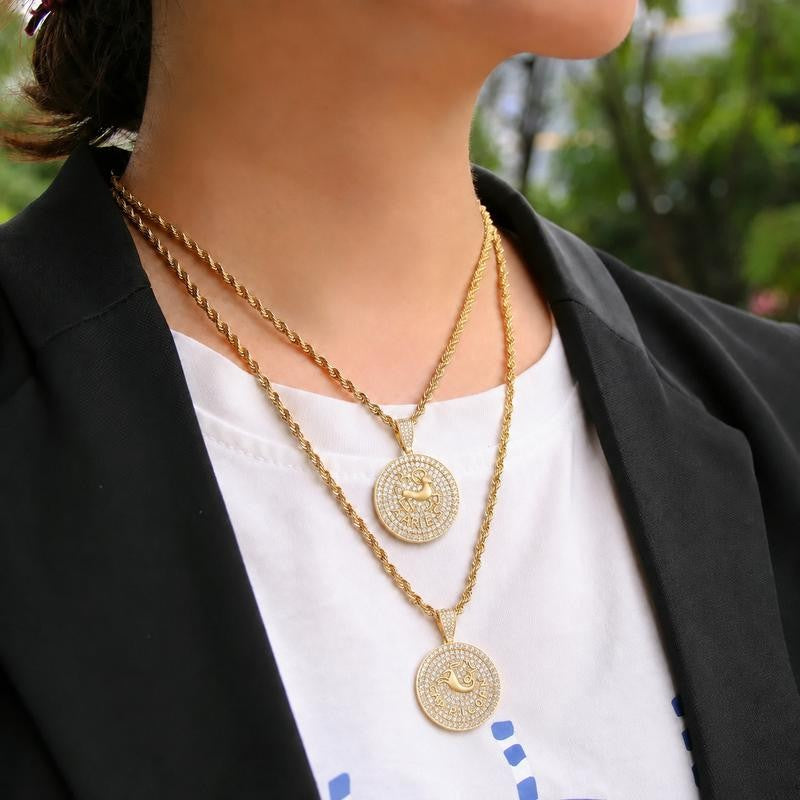 Round Zodiac Coin Pendant Necklace