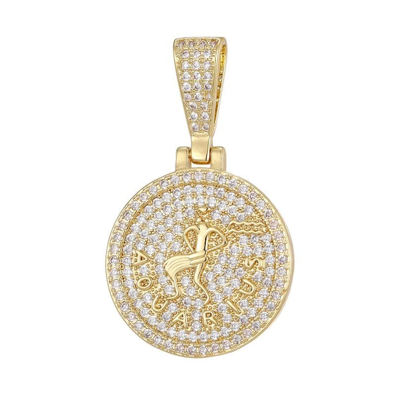 Round Zodiac Coin Pendant Necklace