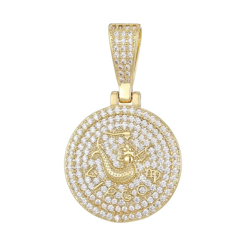 Round Zodiac Coin Pendant Necklace