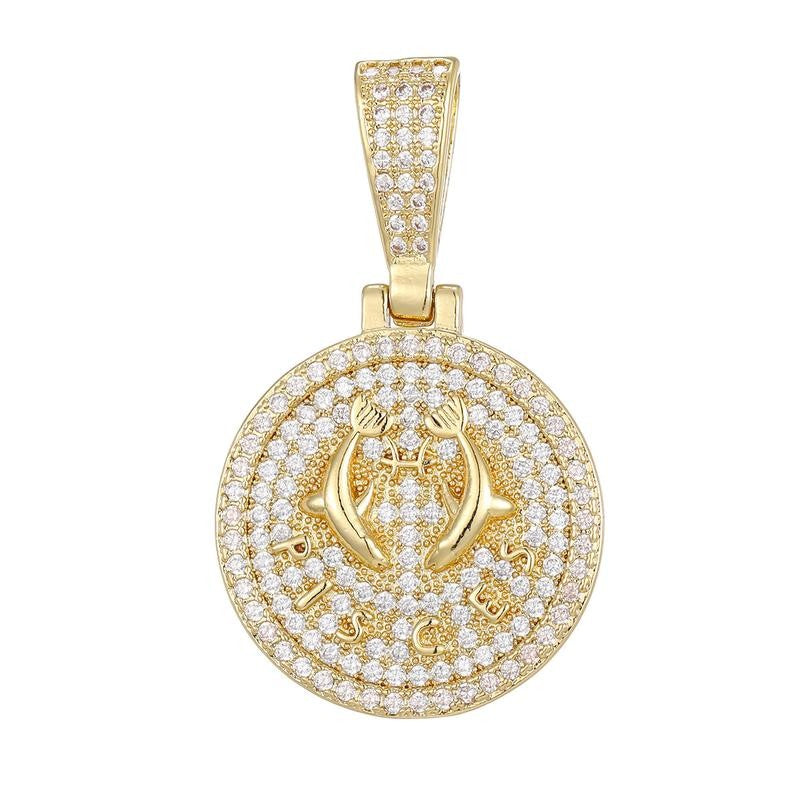 Round Zodiac Coin Pendant Necklace