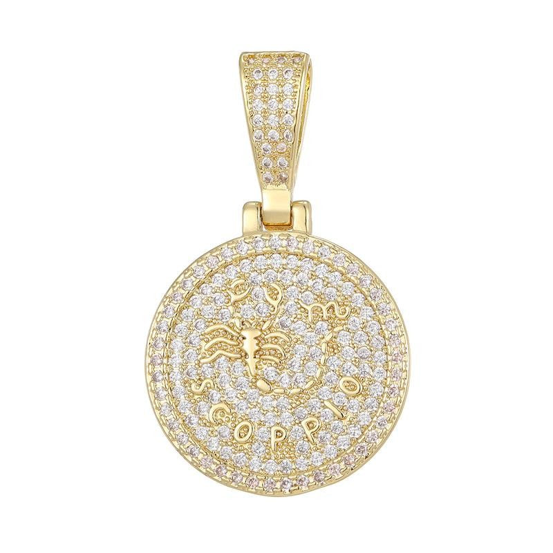 Round Zodiac Coin Pendant Necklace