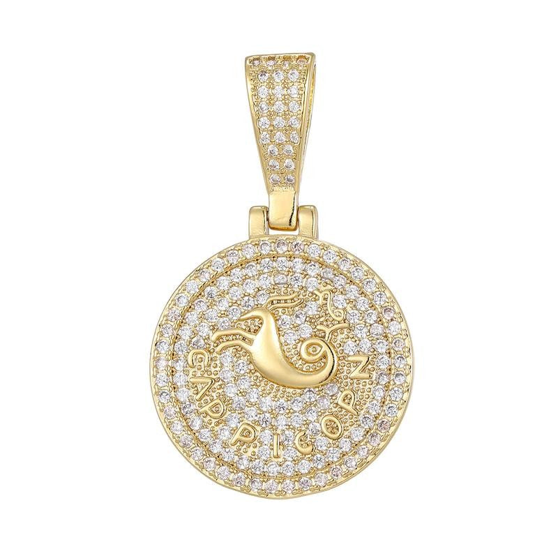 Round Zodiac Coin Pendant Necklace