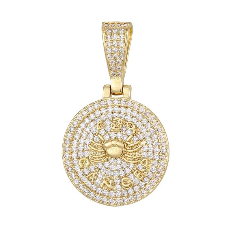Round Zodiac Coin Pendant Necklace