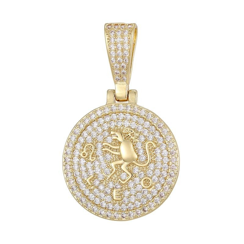 Round Zodiac Coin Pendant Necklace