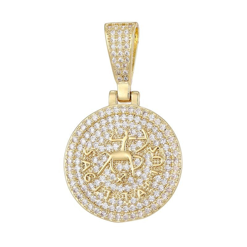 Round Zodiac Coin Pendant Necklace