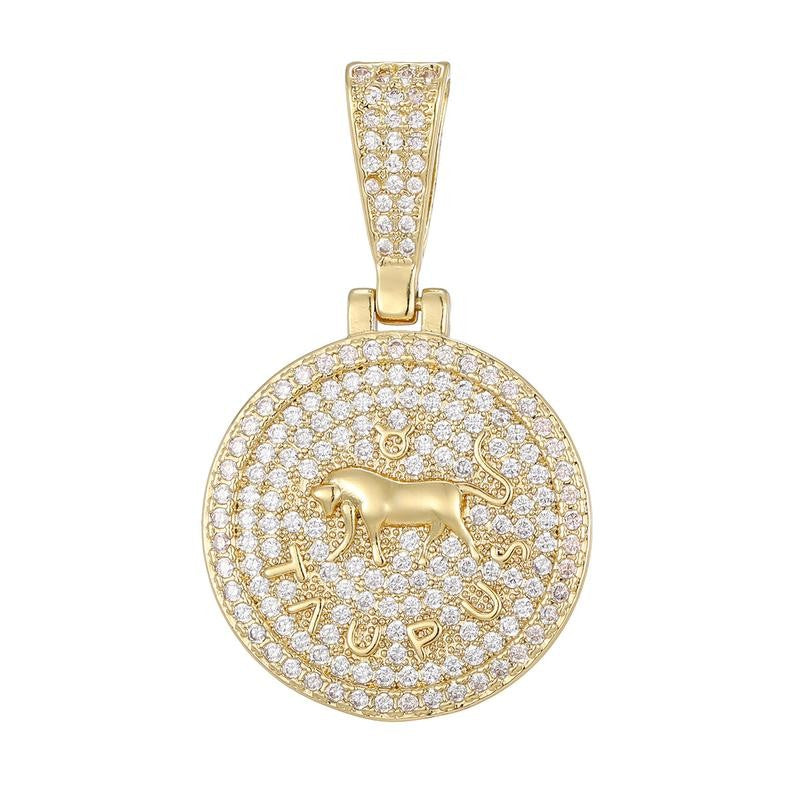 Round Zodiac Coin Pendant Necklace