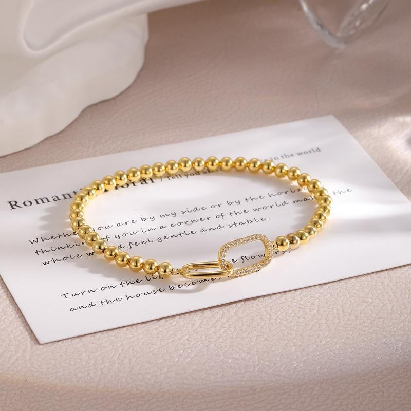 14k Beaded Link Charm Bracelet