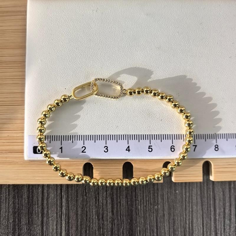 14k Beaded Link Charm Bracelet