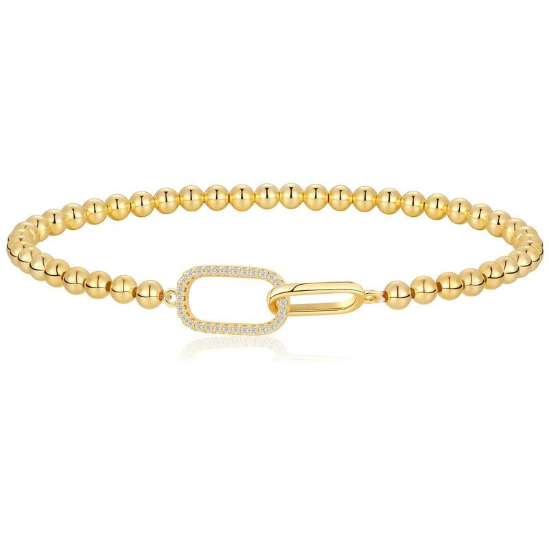 14k Beaded Link Charm Bracelet