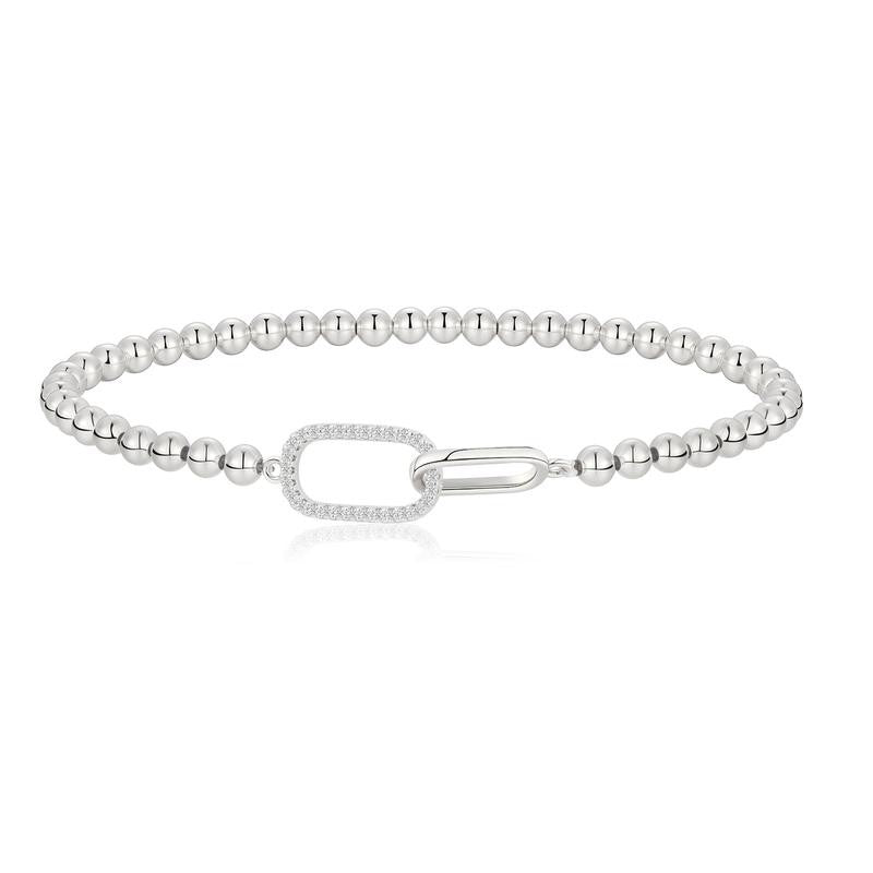 14k Beaded Link Charm Bracelet