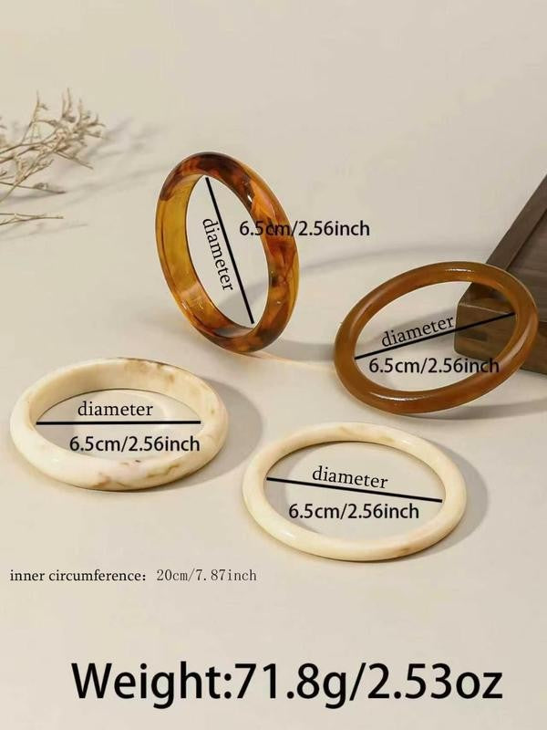 Vintage Amber Texture Acrylic Bangle Set