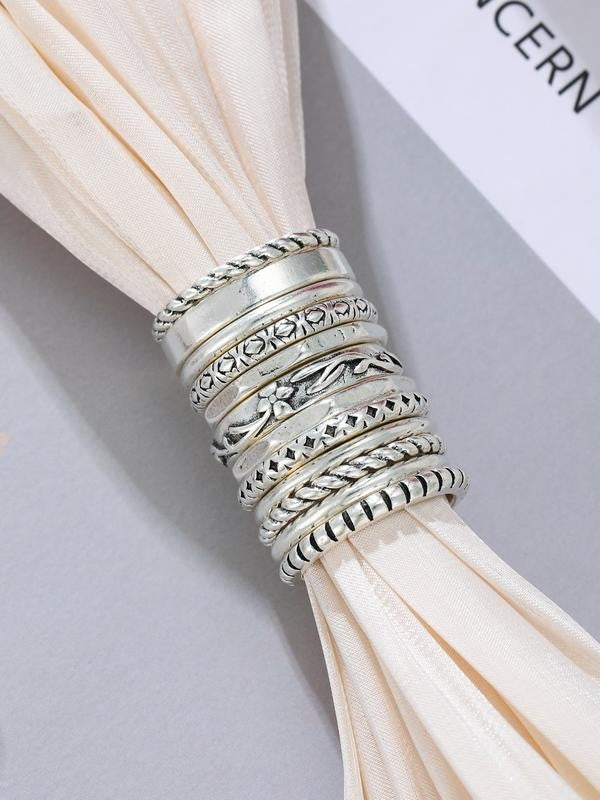 Vintage Floral Stackable Ring Set