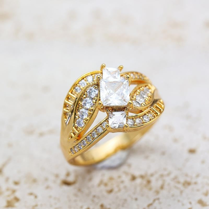 Intertwined Princess Cut Zircon Ring