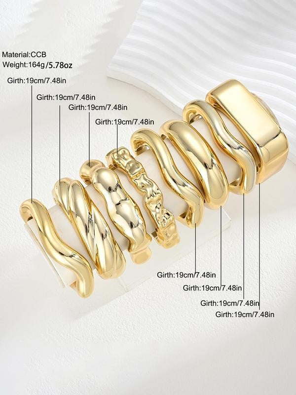 Irregular Twisted Open Cuff Bracelet Set
