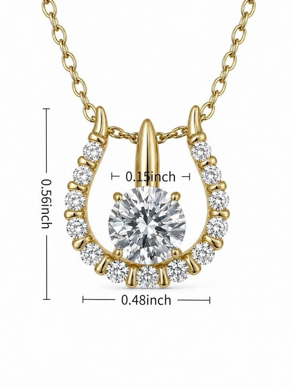 Gold Tone Horseshoe CZ Necklace