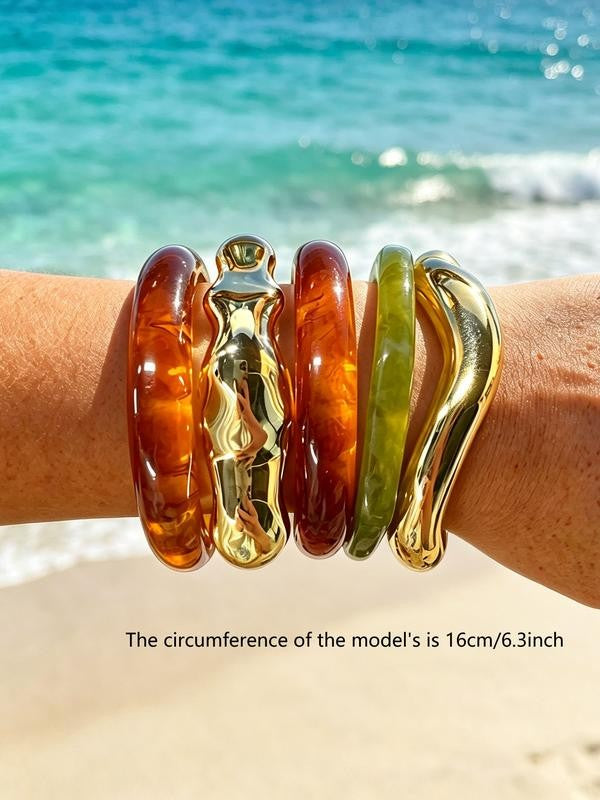 Irregular Resin Cuff Bracelet Set