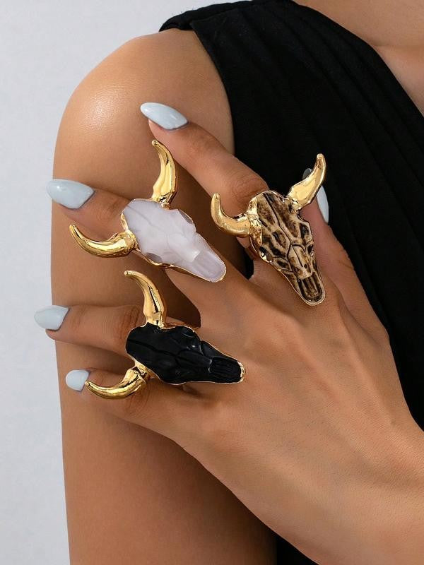 Adjustable Western Bull Skull Ring