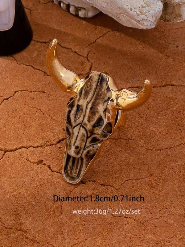 Adjustable Western Bull Skull Ring