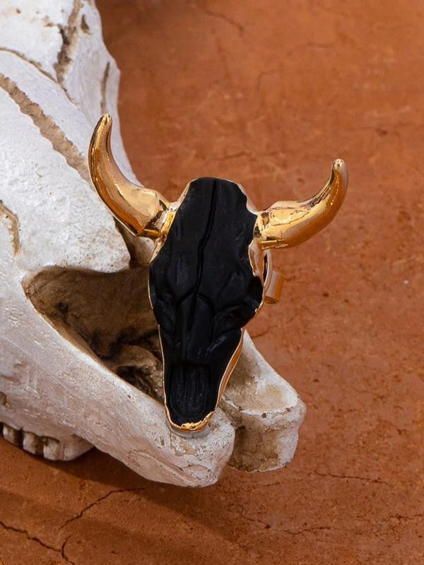 Adjustable Western Bull Skull Ring