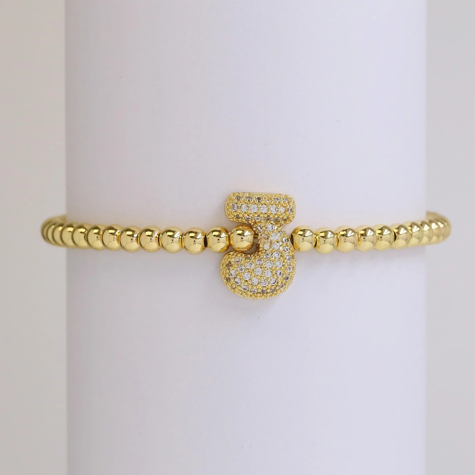 Beaded Bubble Initial Bracelet