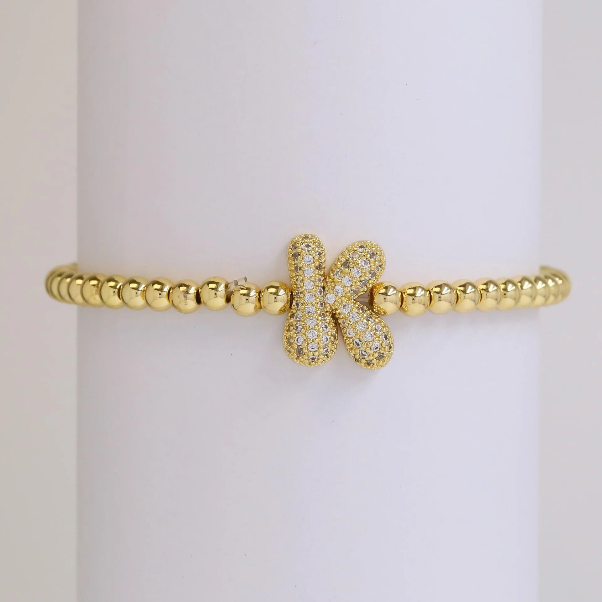 Beaded Bubble Initial Bracelet