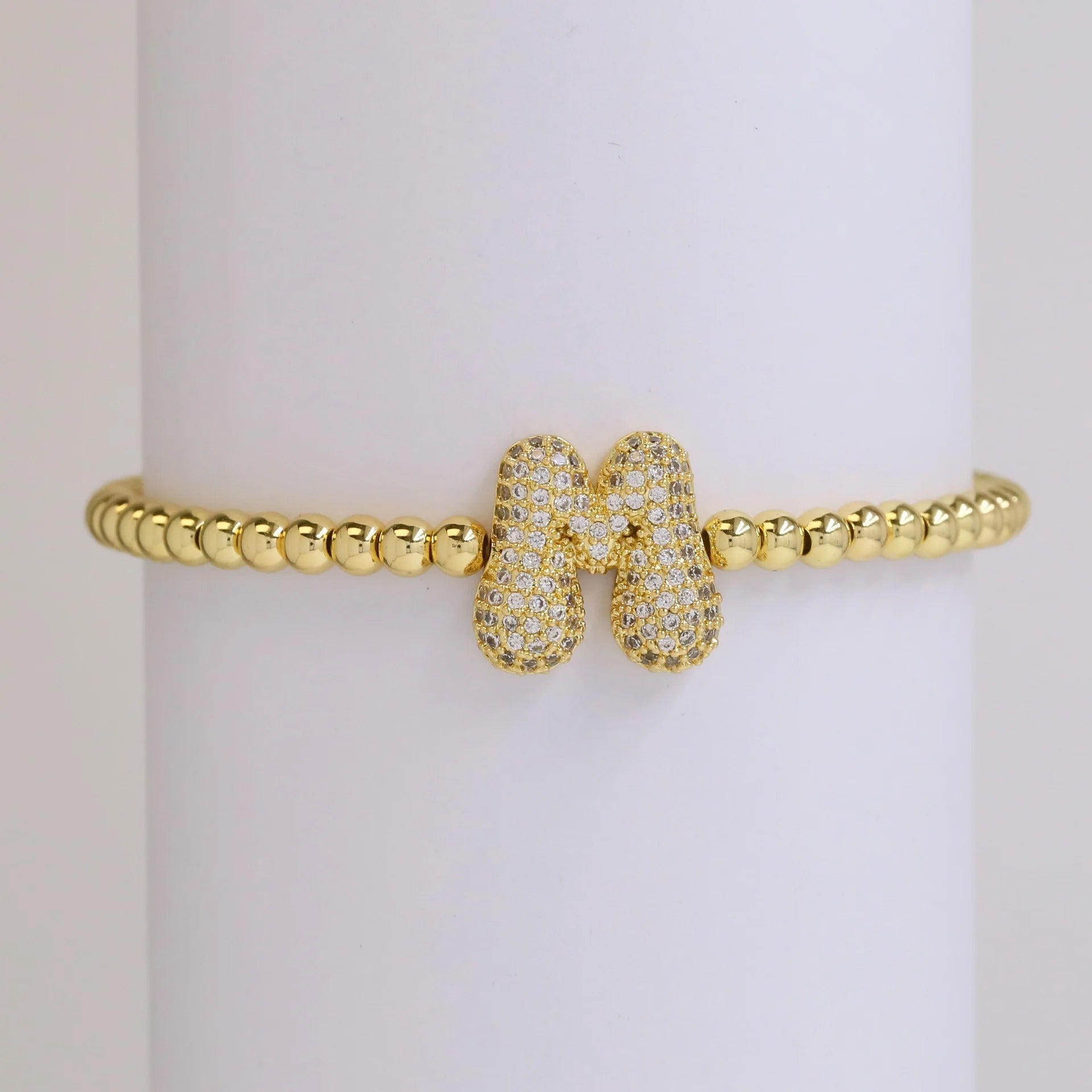 Beaded Bubble Initial Bracelet