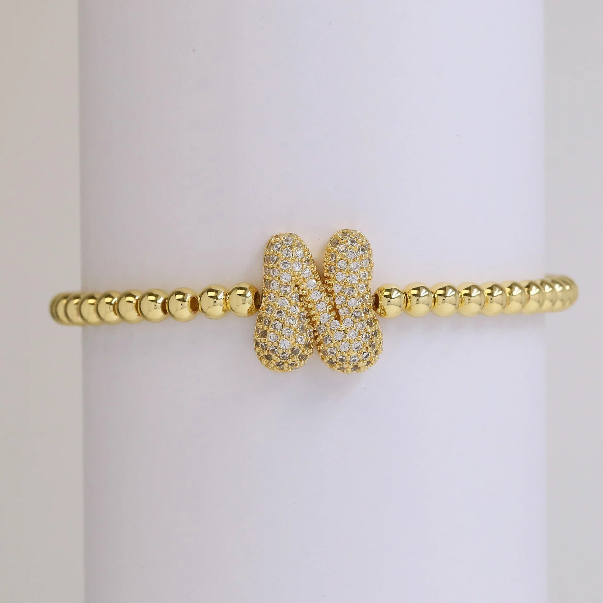 Beaded Bubble Initial Bracelet
