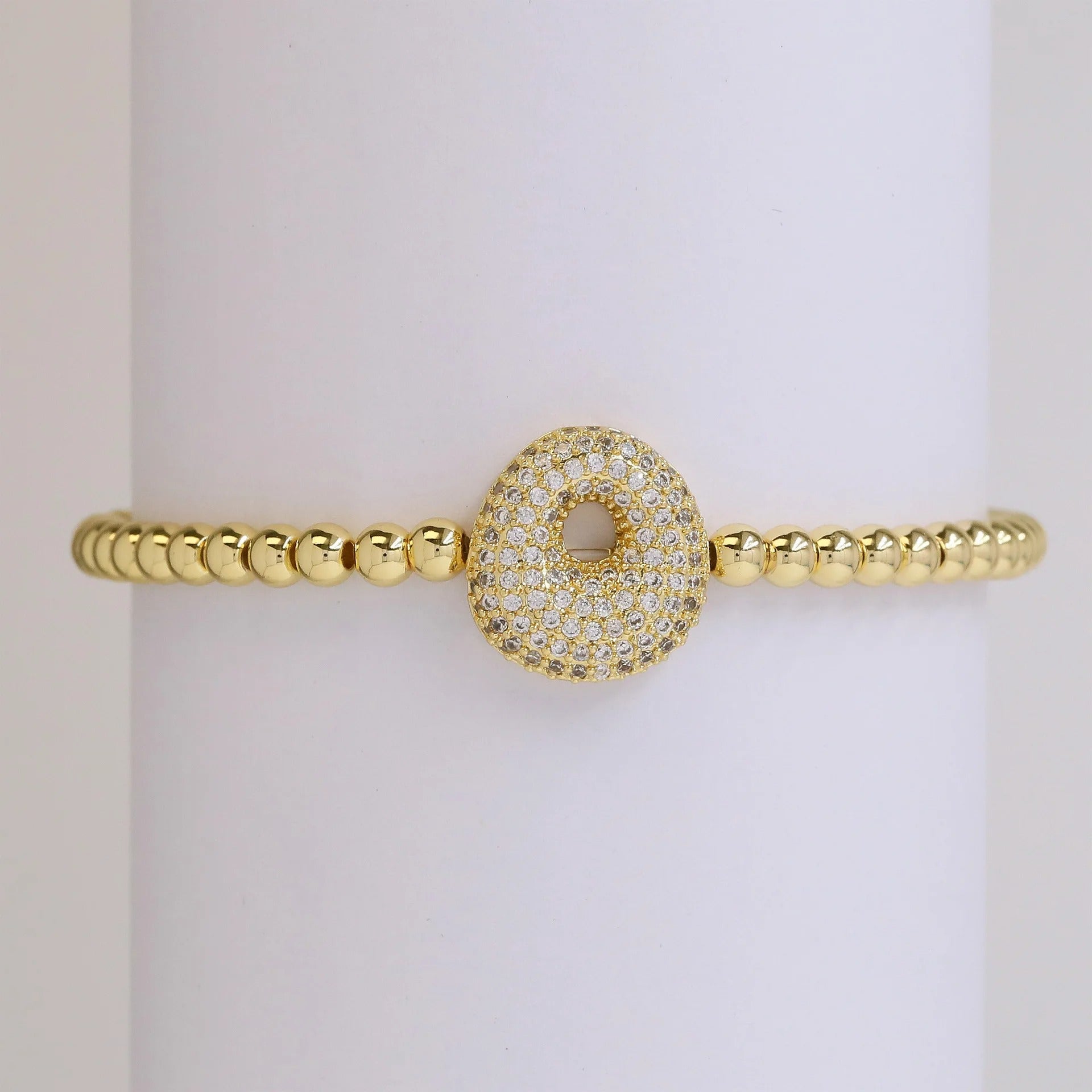 Beaded Bubble Initial Bracelet