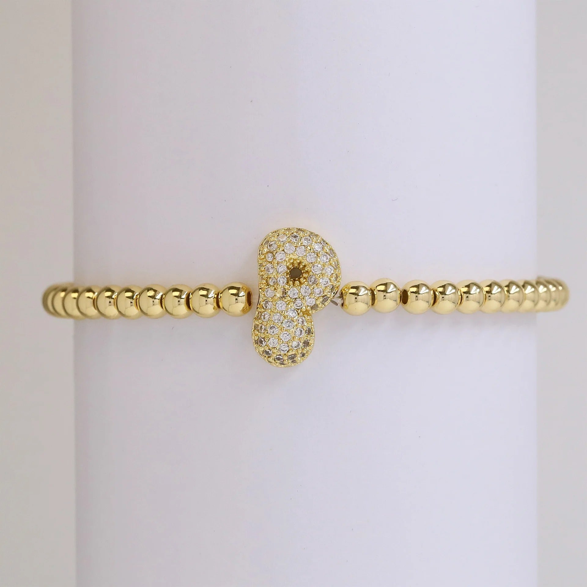 Beaded Bubble Initial Bracelet
